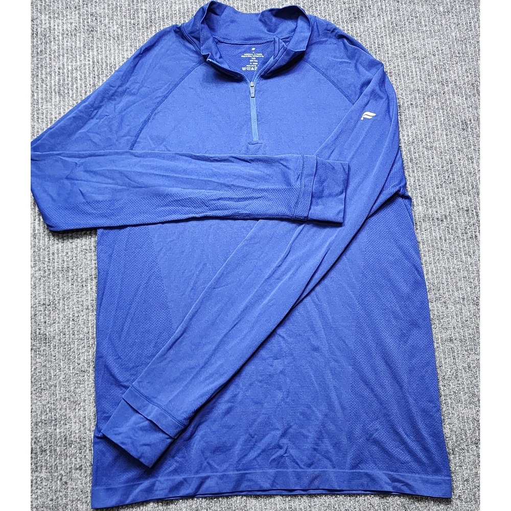 Fabletics Mens Royal Blue Quarter Zip Long Sleeve Active Pullover Size M RN34638